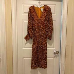 C/Meo Collective Midi trumpet style dress, Size M, leopard print